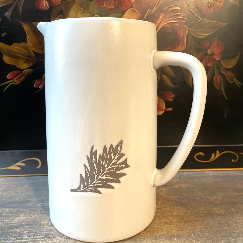 Bee & Willow ceramic pottery pitcher leaf